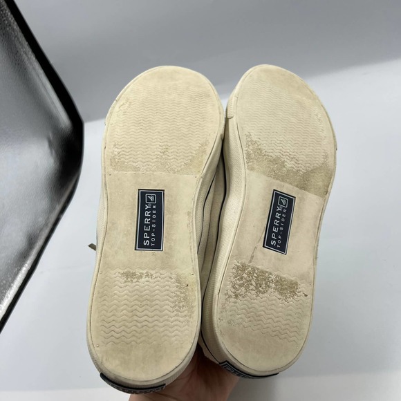 Sperry Sneakers Lace Up Shoes Cream Tan Loafer Boat Shoes Women's 7.5 M - Picture 6 of 9